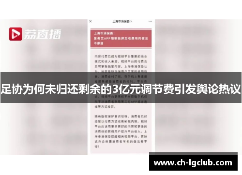 足协为何未归还剩余的3亿元调节费引发舆论热议 足协为何未归还剩余的3亿元调节费引发舆论热议