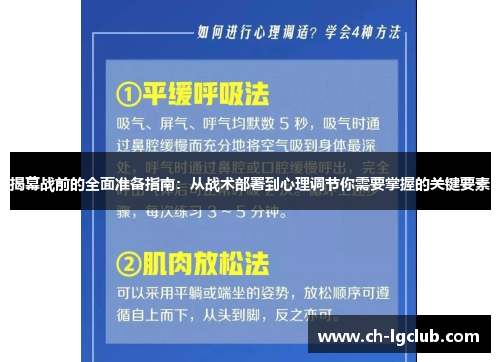 揭幕战前的全面准备指南：从战术部署到心理调节你需要掌握的关键要素